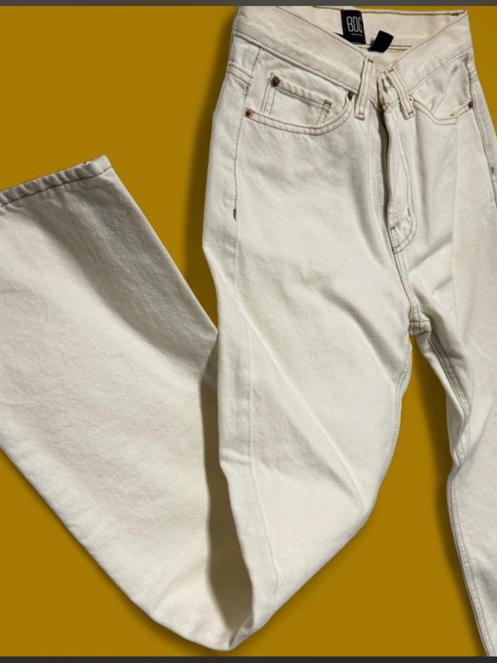 BDG White/ Cream Straight Cowboy Jeans